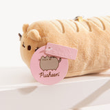 Close-up of the two pink Pusheen Label hangtags with Pusheen the Cat's face and body logos. 