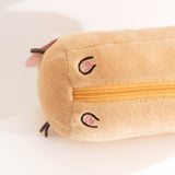 Close-up view of the tiny embroidered paws on the bottom of the keychain bag plush.