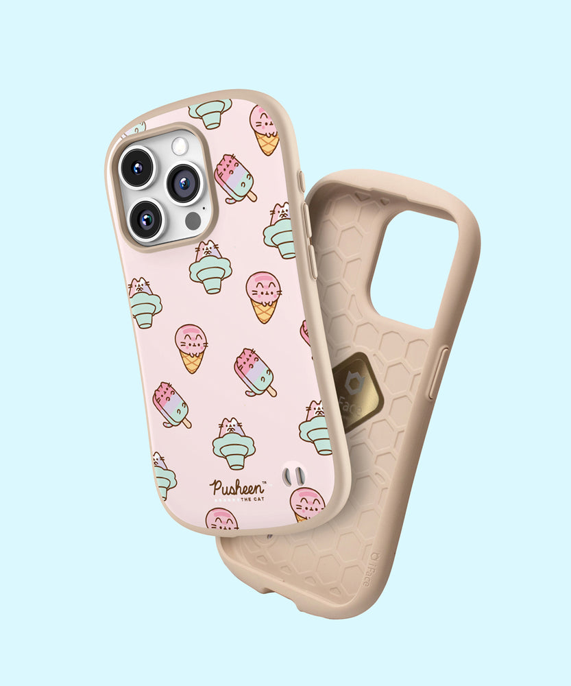 Beaded phone charm is attached to the intended slot in the bottom right corner of the back of the Pusheen phone case. 