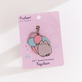 Carnival themed Pusheen keychain is attached to a unique light purple backer card that says "Pusheen 15 Years" and "15th Anniversary Keychain."