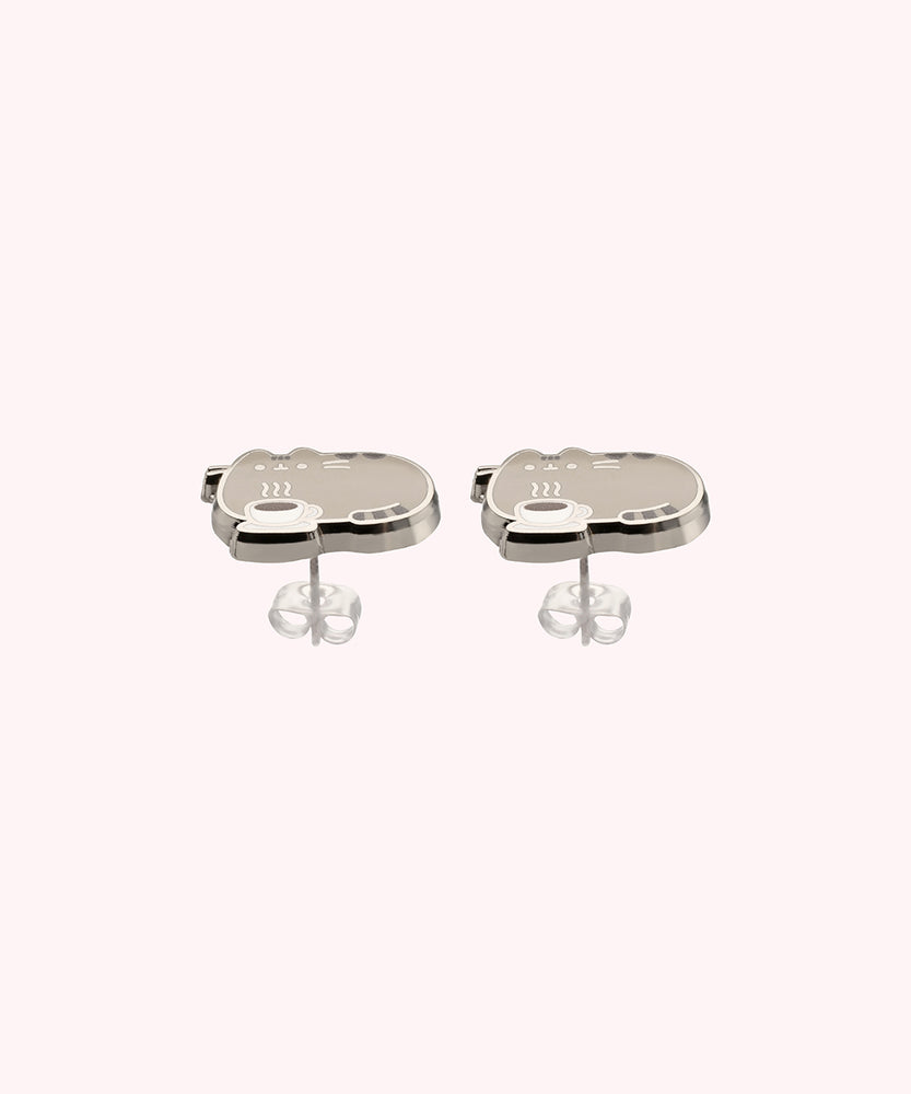 Back view of the Coffee Stud Earrings on their backer card. The back shows the cggcw branding and SalesOne manufacturer branding. 