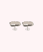 Back view of the Coffee Stud Earrings on their backer card. The back shows the cggcw branding and SalesOne manufacturer branding. 
