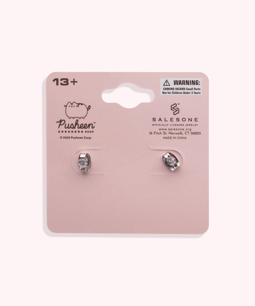Back view of the Coffee Stud Earrings on their backer card. The back shows the cggcw branding and SalesOne manufacturer branding. 