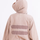 Close-up view of the back of the Pusheen Classic Unisex Kigurumi, showing the backof the hood and the two grey back stripes. 