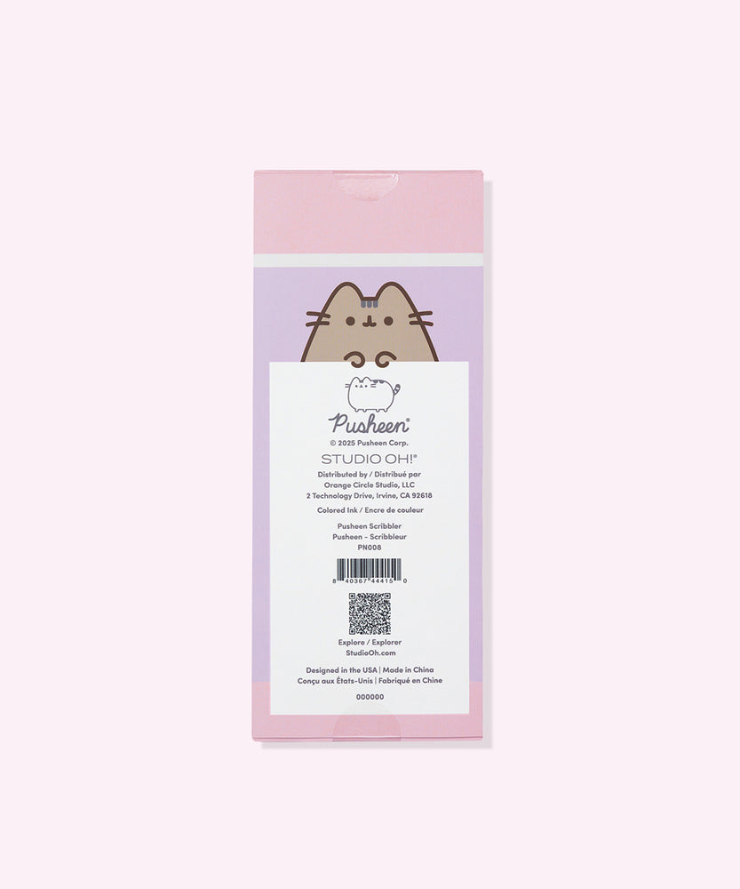 Back view of the pens' packaging. The back includes company information and the product's barcode. 
