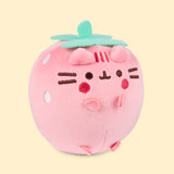 Right quarter view of the Strawberry Pusheen Plush. In this angle, the white embroidered seeds on the side of the small plush can be seen. 