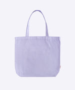 Back view of Pusheen Heart Deluxe Tote Bag. The purple tote bag has purple handles that are attached to the opening of the bag.