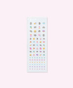 Sticker sheets in the Pusheen Nail Stickers kit. The set includes several variations of a grey Pusheen the Cat as well as paws, hearts, stars, sweets, and savory snacks. 