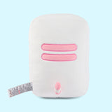 Back view of the Pusheen's Kitchen Refrigerator Plush. Pusheen's striped tail extends off the bottom back of the plush and alternates between white and light pink colors.