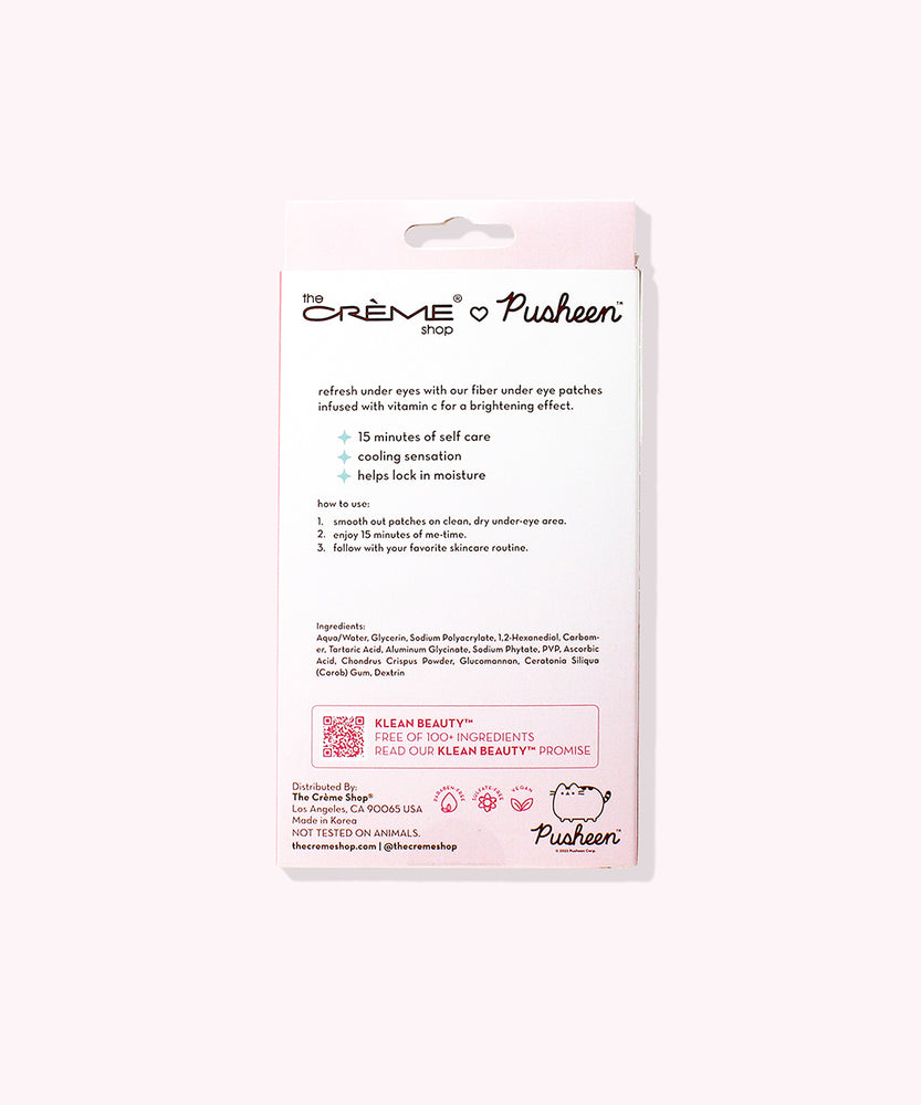 Back view of the under eye patch packaging. Printed on the back is directions for how to use the product and patch ingredients.
