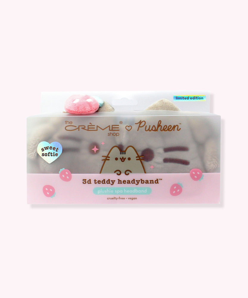 Pusheen Headband in its packaging. The sweet and soft headband is cruelty free and vegan.
