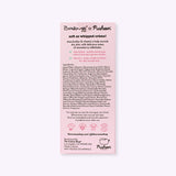 Back view of the hand cream packaging box. On the back of the box, the hand cream ingredients are listed.
