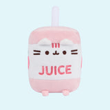A close-up front view of the Juice Box Sips Plush facing forward on a light blue background. The white straw detail is not detachable. 