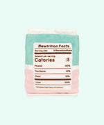 Back view of the Pusheen Meowshmallows bag with Mewtrition Facts to look like Nutrition Facts on food items.  
